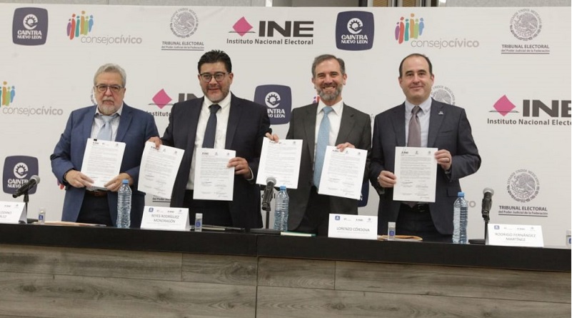 INE y TEPJF firma convenio con CAINTRA y Consejo Cívico para promover la participación ciudadana y el voto en NL.
